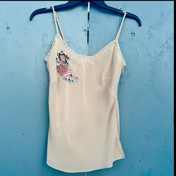 Vintage Banana Republic Camisole Rose Slip Tank Coquette Ribbon Lace Up Cycle - Picture 8 of 8